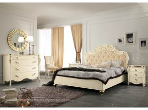 Viola Ivory bedroom by Mobil PIU Italy bed upholstered