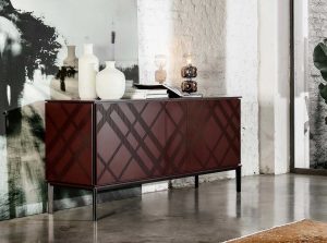 Tartan Contemporary Display Cabinet by Tonin Casa Italy red