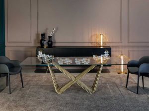 Tenso Contemporary Dining Table by Tonin Casa Italy glass