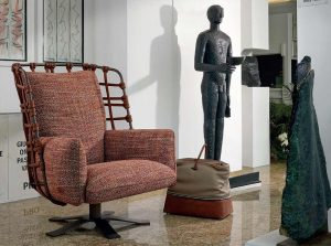 Cocoon Swivel accent chair by Gamma Italy Upholstered mani