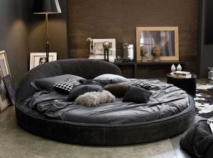Jazz Round Bed by Gamma Italy Upholstered white