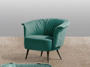 Luna swivel chair by Gamma Italy Upholstered green