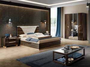 Smart Bedroom Walnut Bed by CamelGroup Italy
