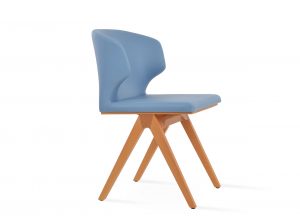 AMED FINO WOOD DINING NATURAL SEAT LEATHERETTE F.SOFT BLUE 514