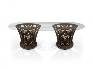 Carpanese Home Oval Glass Top Dining Table 6113 Heritage Collection
