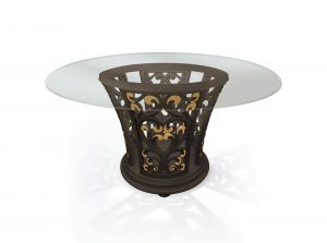 Carpanese Home Round Glass Top Dining Table 6106 Heritage Collection