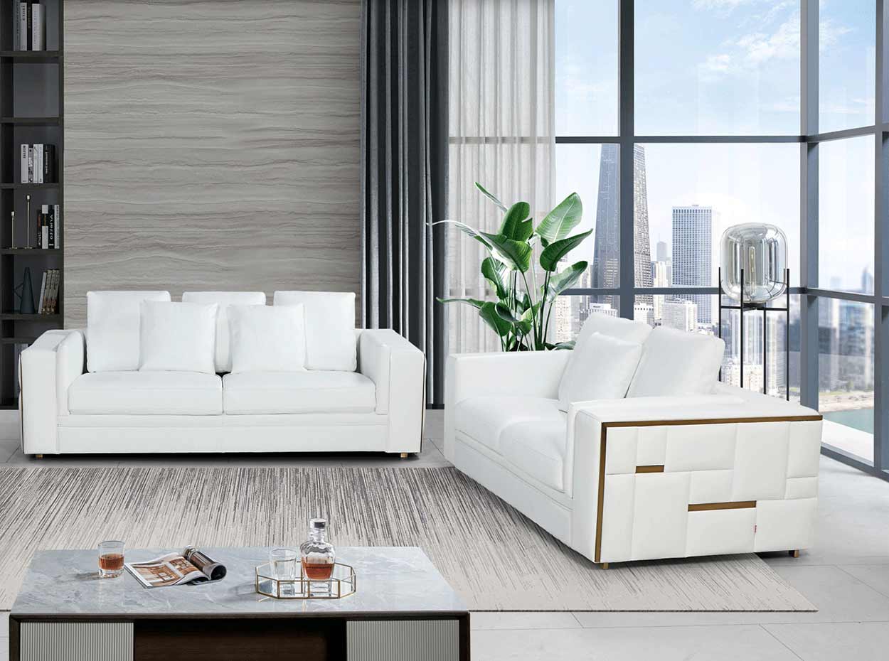 White Leather Sofa By Esf Furniture