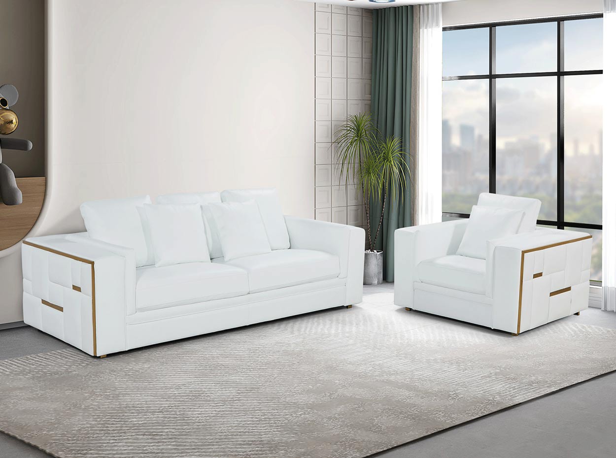 White Leather Sofa By Esf Furniture