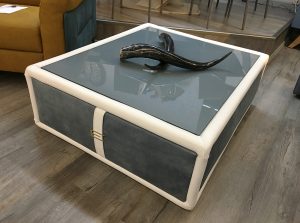 estro leather glass coffee table italy floor sample sale 1