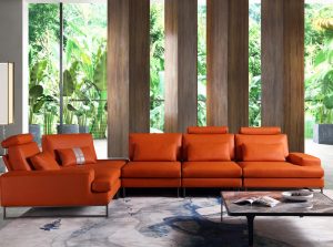 Meta Orange Modern Sofa By Beverly Hills