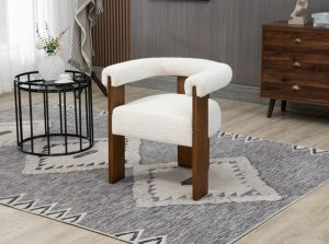barrel boucle fabric dinig chair 1