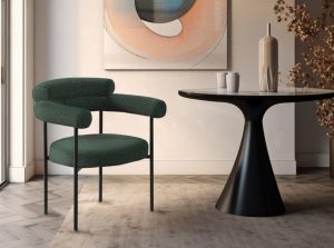 blake boucle fabric faux leather dining chair 12