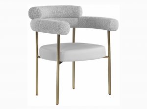 blake boucle fabric faux leather dining chair 4