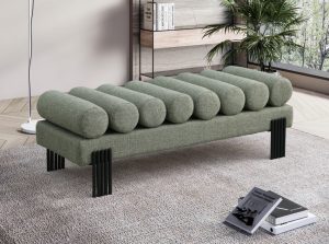 akeela linen textured fabric bench meridian 2