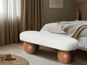 bowie boucle fabric bench meridian 2