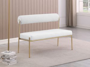carly vegan leather boucle fabric bench meridian 4
