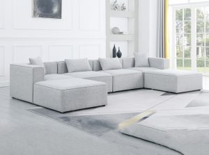 cube linen textured modular sectional 12