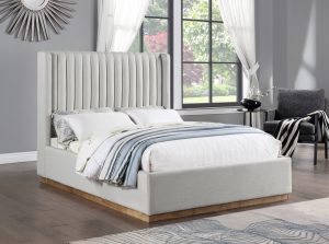 logan linen textured fabric bed 7