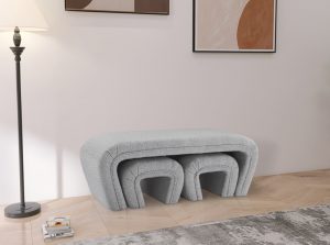 odelia boucle fabric bench meridian 3