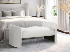 peyton boucle fabric bench meridian 6