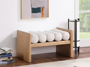 waverly boucle fabric bench meridian 3