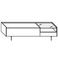 LF and RF, 1 Extra-Large Drawer, 1 Drawer and 1 Transparent Glass Bench
