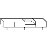 LF and RF, 1 Extra-Large Drawer, 1 Drawer and 1 Transparent Glass Bench