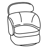 Armchair With Headrest and and Swivel Base