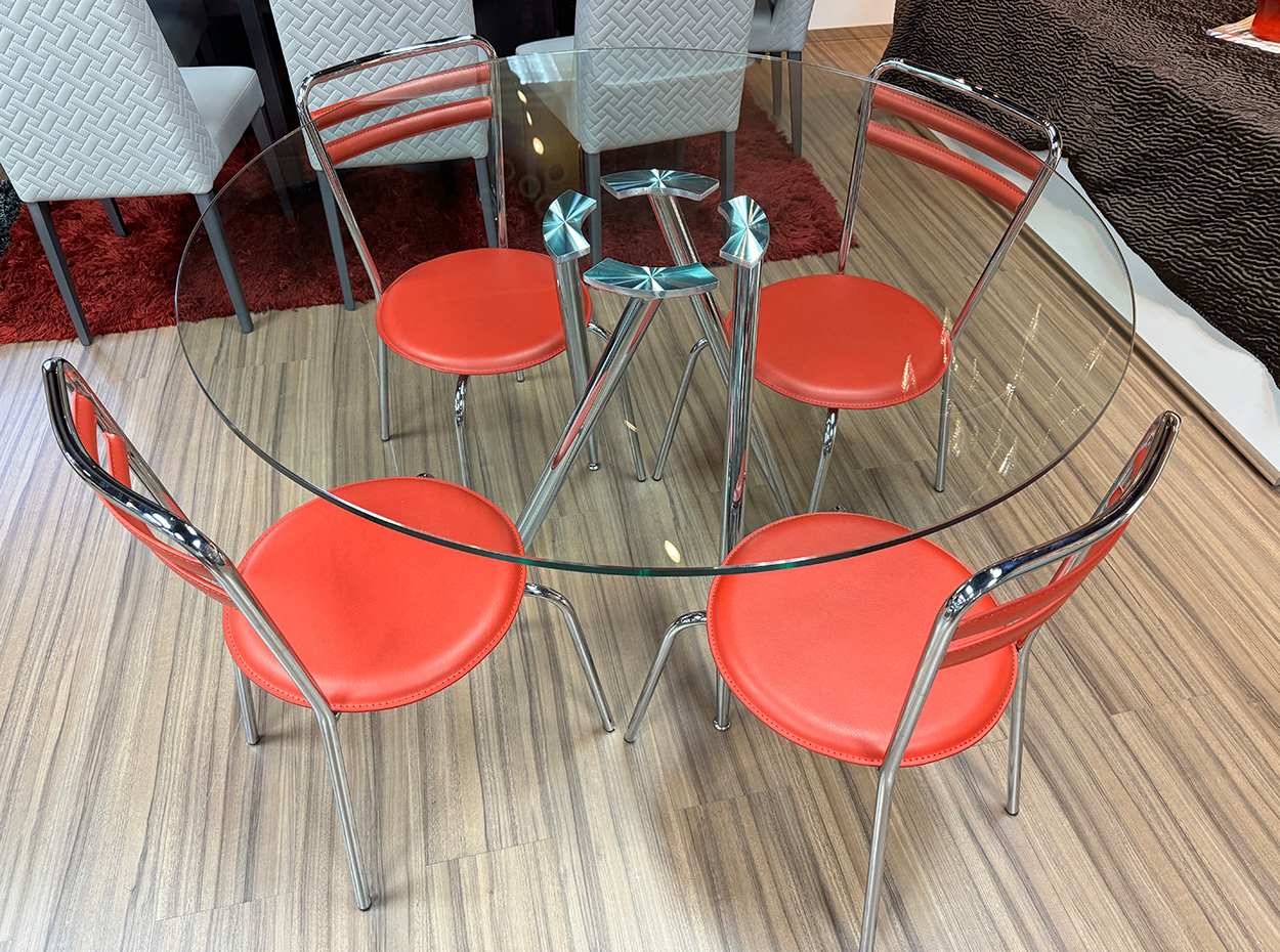 round glass dining kitchen table set with chairs floor sample sale 1