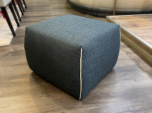 Contemporary Blue Grey Fabric Pouf Ottoman A921 by Natuzzi Editions