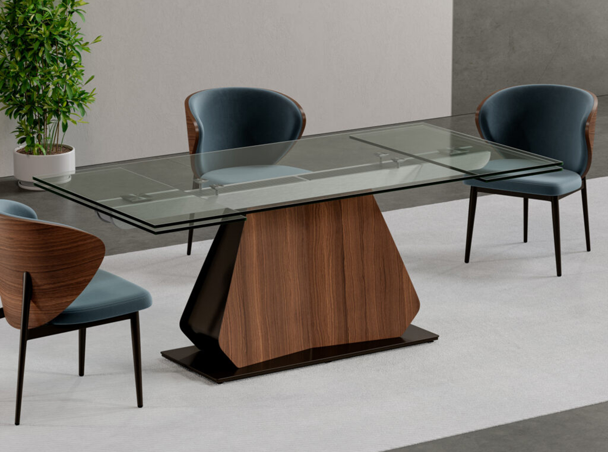 gea extendable rectangular glass dining table by elite modern 1