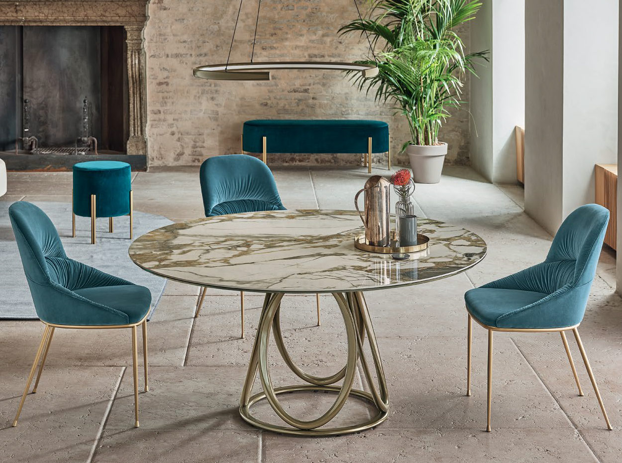 Louis Round Ceramic Dining Table by Bontempi 1