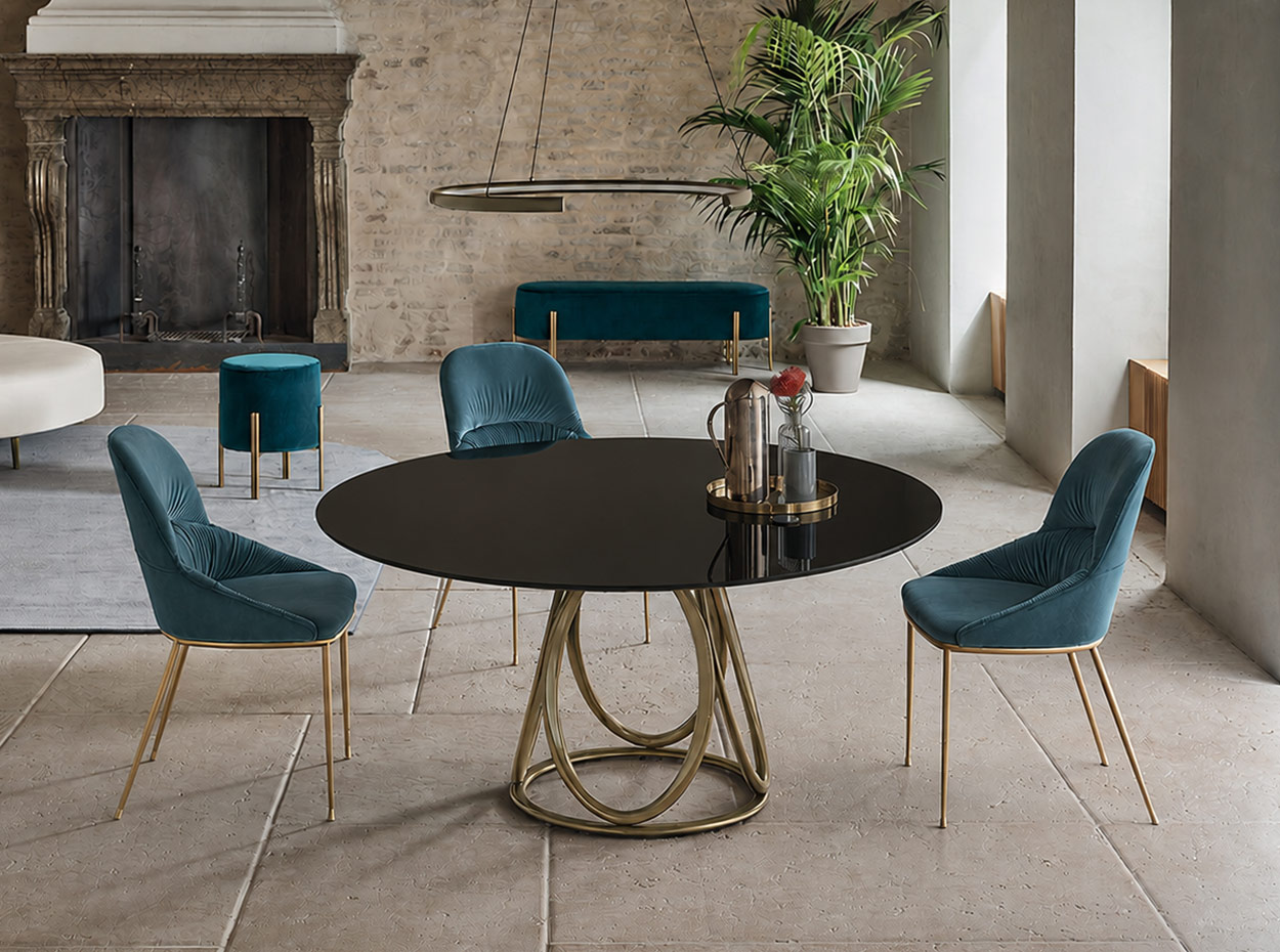 Louis Round Glass Dining Table by Bontempi 1